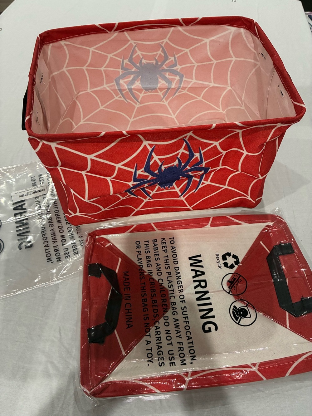 Red Spider Web Collapsible Storage Bin set of 2 NWT